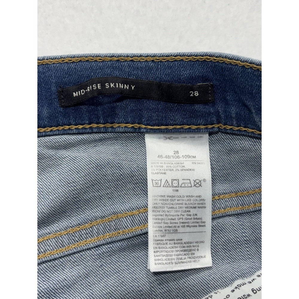 Banana Republic Jeans Womens 28 Blue Wash Mid Rise Skinny Crop Stripe 28x27.5 - Picture 4 of 15